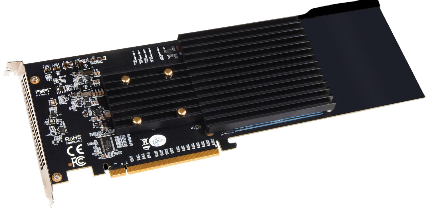 Sonnet Silent Gen 4 PCIe card with 4 x M.2 NVMe SSD slots up to 32GB storage - add your own SSD Sonnet Silent Gen 4 PCIe card with 4 x M.2 NVMe SSD slots up to 32GB storage - add your own SSD